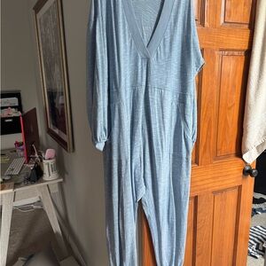 We The Free Slate Blue V-Neck Jumpsuit